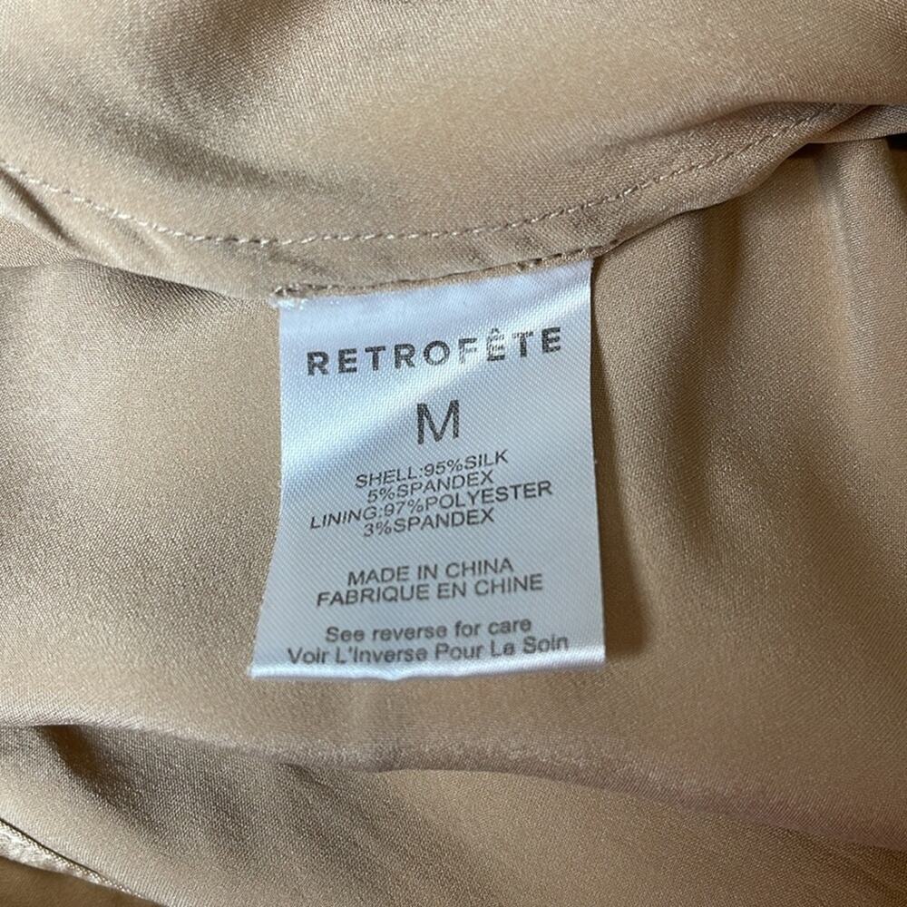 RETROFETE Emery Crystal Embellished Silk Nude Gold Maxi Dress Size Medium - Picture 11 of 11